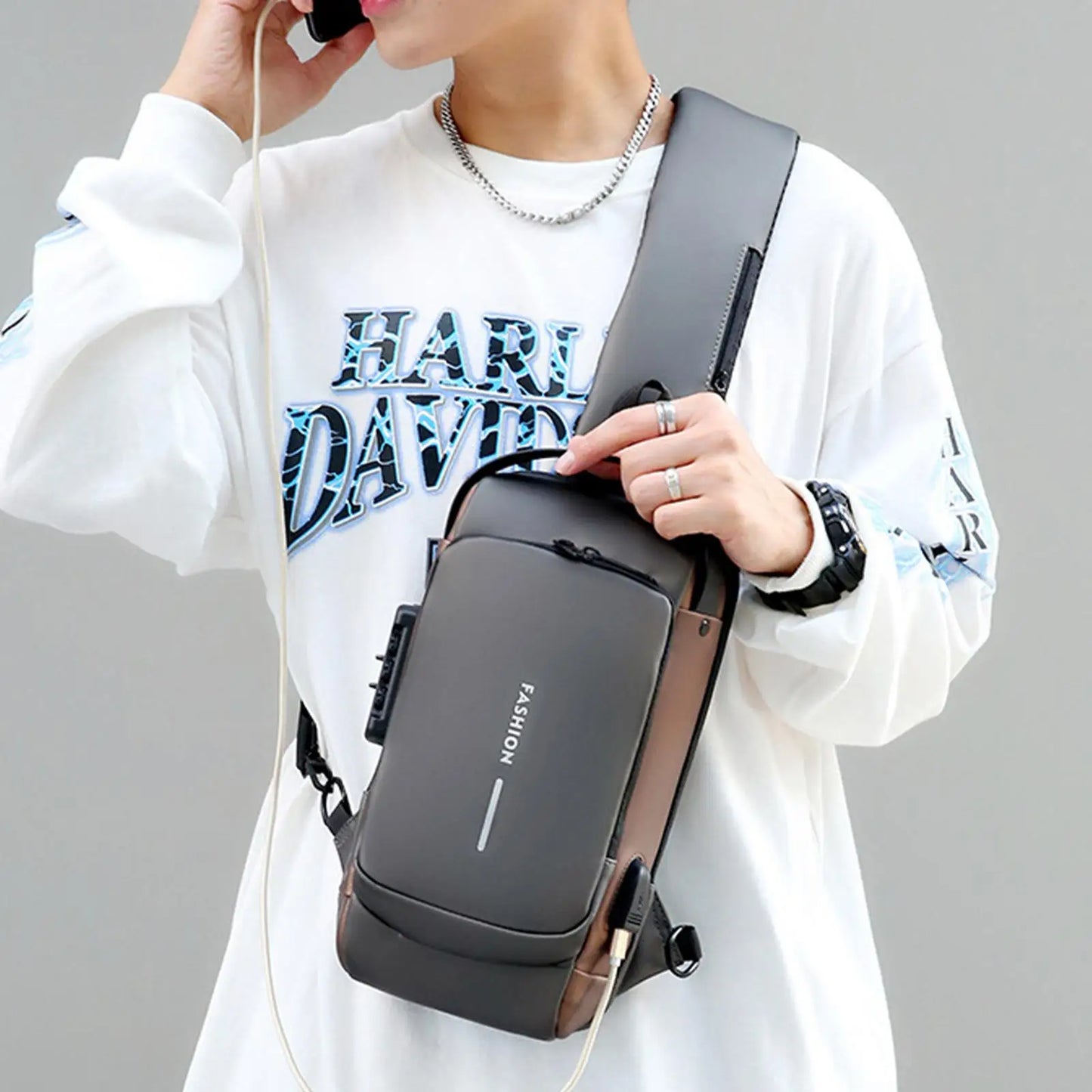 Multifunction Anti-Theft USB Charging Crossbody Shoulder Bag